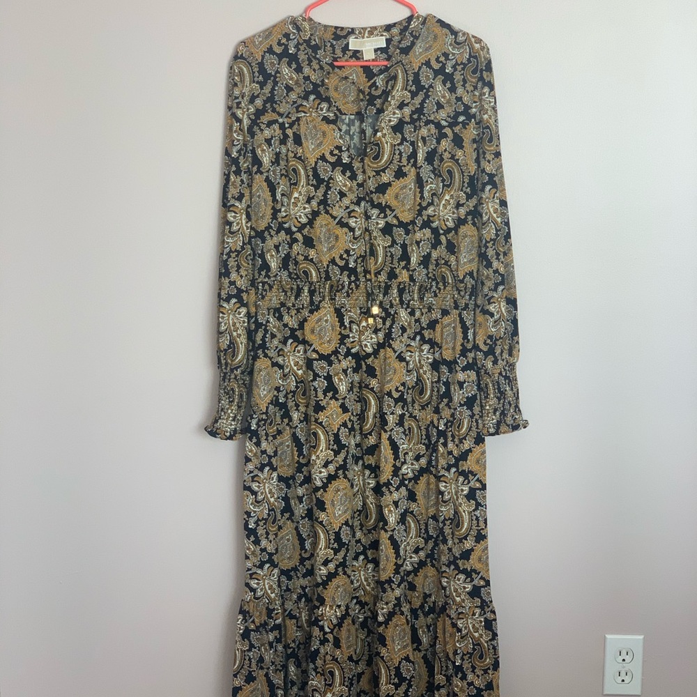 Michael Kors Black and Yellow Paisley Dress